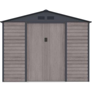 Vente-unique.com Abri de jardin métal en acier galvanisé effet bois gris 7,17 m² - ADELMO