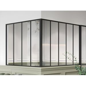 Vente-unique Verrière d'angle d'atelier en aluminium thermolaqué - L150 x L120 x H105 - Noir - BAYVIEW