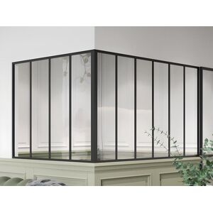 Vente-unique Verriere d'angle d'atelier en aluminium thermolaque - L180 x L120 x H105 - Noir - BAYVIEW