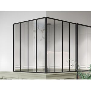 Vente-unique Verrière d'angle d'atelier en aluminium thermolaqué - L120 x L120 x H130 - Noir - BAYVIEW