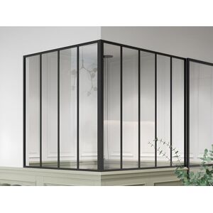 Vente-unique Verrière d'angle d'atelier en aluminium thermolaqué - L150 x L120 x H130 - Noir - BAYVIEW