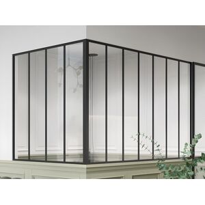 Vente-unique Verrière d'angle d'atelier en aluminium thermolaqué - L210 x L120 x H130 - Noir - BAYVIEW