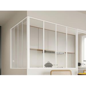 Vente-unique Verrière d'angle d'atelier en aluminium thermolaqué - L120 x L120 x H105 - Blanc - BAYVIEW