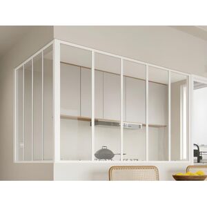 Vente-unique Verrière d'angle d'atelier en aluminium thermolaqué - L150 x L120 x H105 - Blanc - BAYVIEW