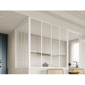 Vente-unique Verrière d'angle d'atelier en aluminium thermolaqué - L120 x L120 x H130 - Blanc - BAYVIEW