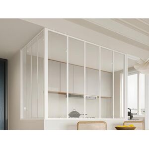 Vente-unique Verrière d'angle d'atelier en aluminium thermolaqué - L150 x L120 x H130 - Blanc - BAYVIEW