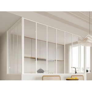 Vente-unique Verrière d'angle d'atelier en aluminium thermolaqué - L210 x L120 x H130 - Blanc - BAYVIEW