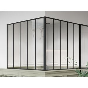 Vente-unique Verrière d'angle d'atelier en aluminium thermolaqué - L150 x L150 x H130 - Noir - BAYVIEW