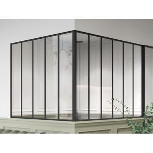 Vente-unique Verrière d'angle d'atelier en aluminium thermolaqué - L180 x L150 x H130 - Noir - BAYVIEW