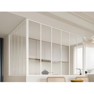 Vente-unique Verrière d'angle d'atelier en aluminium thermolaqué - L180 x L150 x H130 - Blanc - BAYVIEW