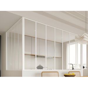 Vente-unique Verrière d'angle d'atelier en aluminium thermolaqué - L210 x L150 x H130 - Blanc - BAYVIEW