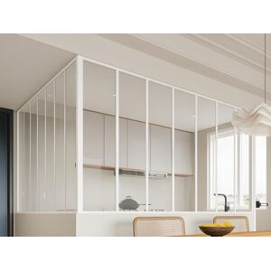 Vente-unique Verrière d'angle d'atelier en aluminium thermolaqué - L210 x L210 x H130 - Blanc - BAYVIEW