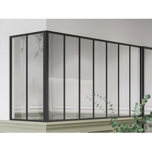 Vente-unique Verrière d'angle d'atelier en aluminium thermolaqué - L210 x L60 x H105 - Noir - BAYVIEW