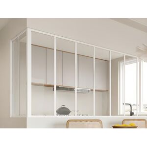 Vente-unique Verrière d'angle d'atelier en aluminium thermolaqué - L210 x L60 x H105 - Blanc - BAYVIEW