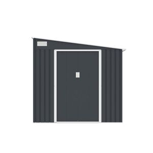 Vente-unique.com Abri de jardin métal adossé en acier galvanisé anthracite 5,49 m² - DAUSTIN