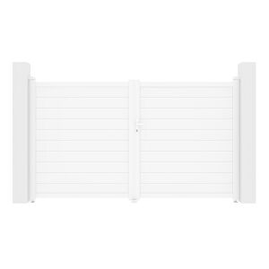 Vente-unique.com Portail battant aluminium plein L305 x H181 cm blanc - NAZARIO