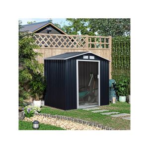 Outsunny Abri de jardin - remise pour outils - cabanon porte verrouillable - dim. 213L x 130l x 185H cm - tôle d'acier gris