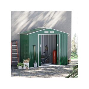 Outsunny Abri de jardin - remise pour outils - cabanon porte verrouillable - dim. 213L x 130l x 185H cm - tôle d'acier vert