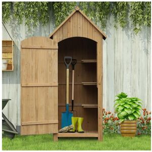 Outsunny Armoire abri de jardin remise pour outils 3 étagères porte loquet toit pente bitumé dim. 77L x 54l x 179H cm bois sapin pré-huilé