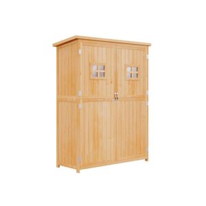 Outsunny Abri de jardin armoire de jardin remise pour outils sur pied dim 128L x 50l x 164H cm 2 etageres 2 portes 2 fenetres toit bitume etanche bois massif sapin pre huile