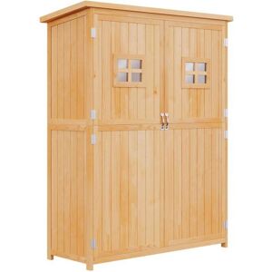 Outsunny Abri de jardin armoire de jardin remise pour outils sur pied dim. 128L x 50l x 164H cm 2 etageres 2 portes 2 fenetres toit bitume etanche bois massif sapin pre-huile