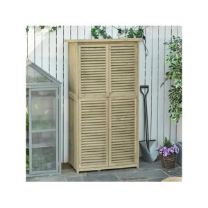 Outsunny Armoire de jardin abri jardin remise pour outils sur pied dim. 79L x 42l x 160H cm 2 etageres portes persiennes toit bitume etanche bois pin autoclave gris