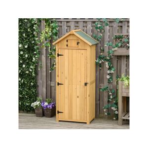 Outsunny Armoire abri de jardin remise pour outils 3 étagères 2 portes loquets toit pente bitumé 77L x 54l x 179H cm sapin traité lasuré