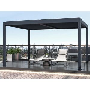 Vente-unique.com Pergola bioclimatique autoportante electrique en aluminium avec lames orientables 12 m² anthracite - AMADORA