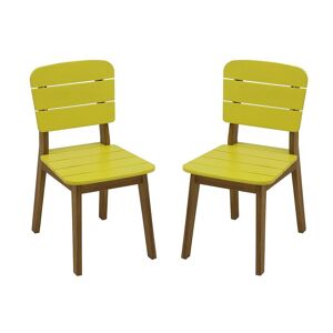 MYLIA Lot de 2 chaises de jardin pour enfant en acacia jaune - GOZO de MYLIA