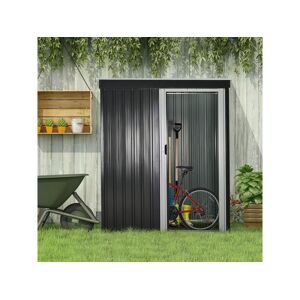 Outsunny Abri de jardin - remise pour outils - cabanon porte coulissante - dim. 163L x 89l x 182H cm - tôle d'acier noir blanc