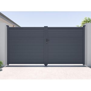 Vente uniquecom Portail electrique battant aluminium persienne L355 x H181 cm anthracite VIAZO