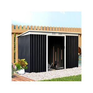 Outsunny Abri de jardin - remise pour outils - cabanon portes verrouillables - dim. 2,8L x 1,3l x 1,72H m - tôle d'acier gris noir