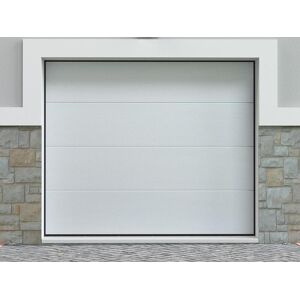 Porte de garage sectionnelle effet bois blanc avec moteur Somfy L254 x H218 cm - PRIETA