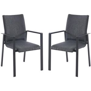 MYLIA Lot de 2 fauteuils de jardin empilables en aluminium et textilène - Gris - GULIANE de MYLIA