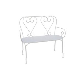 Banc de jardin en metal facon fer forge Blanc GUERMANTES de MYLIA