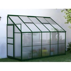 Vente uniquecom Serre de Jardin adossee en polycarbonate de 37 m² avec embase Vert CALICE II