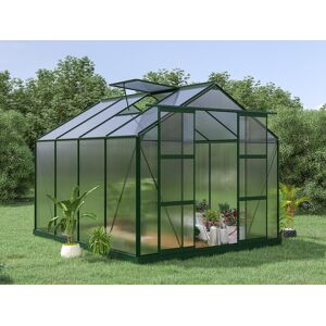 Vente-unique.com Serre de Jardin en polycarbonate de 7,5 m² avec embase - Vert - GREENEA II