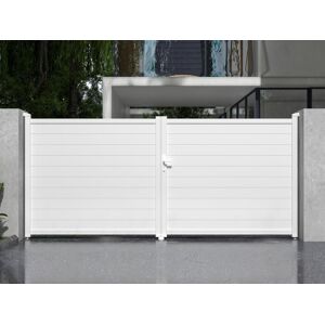 Vente uniquecom Portail electrique battant aluminium plein L397 x H181 cm blanc NAZARIO