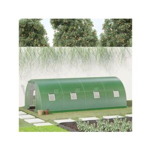 Outsunny Serre de jardin tunnel 18 m² dim. 6L x 3l x 2H m - 8 fenêtres, porte zippée enroulable - châssis tubulaire acier galvanisé, bâche PE haute densité vert