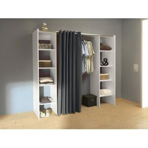 Vente-unique Dressing extensible EMERIC - L.112/185 cm - Blanc et anthracite