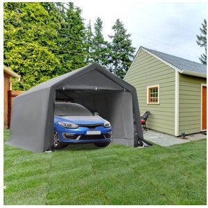 Outsunny Tente garage carport dim. 6L x 3,6l x 2,75H m acier galvanisé robuste PE haute densité 195 g/m² imperméable anti-UV blanc gris