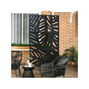 Outsunny Panneau décoratif extérieur métal - brise vue motif feuilles - visserie incluse - dim. 122L x 45l x 198H cm - acier thermolaqué noir