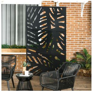 Outsunny Panneau décoratif extérieur métal - brise vue motif feuilles - visserie incluse - dim. 122L x 45l x 198H cm - acier thermolaqué noir