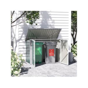 Outsunny Abri de poubelle jardin - cache poubelle - 2 portes verrouillables, toit ouvrant - tôle d