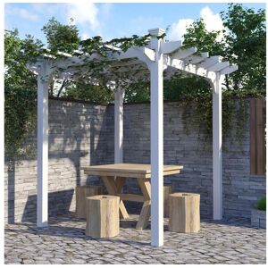 Outsunny Pergola autoportante style contemporain - Toit terrasse a decorer - dim. 2,3L x 2,3l x 2,3H m - bois sapin blanc