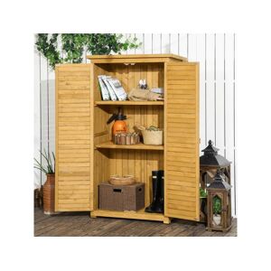 Outsunny Armoire de jardin abri jardin remise pour outils sur pied 2 étagères portes persiennes toit bitumé étanche bois sapin pré-huilé