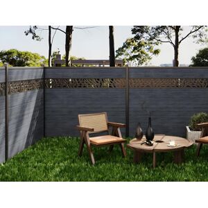 Vente-unique.com Panneaux de clôture a enterrer H.181 cm - kit 7 lames composite avec decor + 1 poteau anthracite - ENOLA