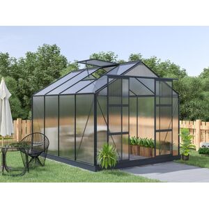 Vente uniquecom Serre de Jardin en polycarbonate de 75 mA² avec embase Anthracite GREENEA II