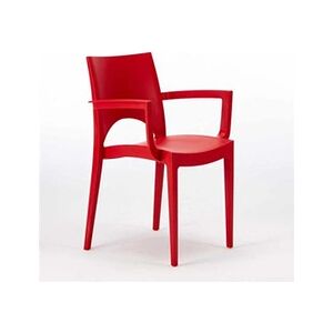 - 24 Chaises Paris Arm Grand Soleil accoudoirs polypropylène offre stock, Couleur: Rouge - Publicité