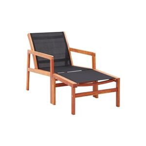 VIDAXL Chaise longue - Eucalyptus solide et textilène - Noir - Publicité